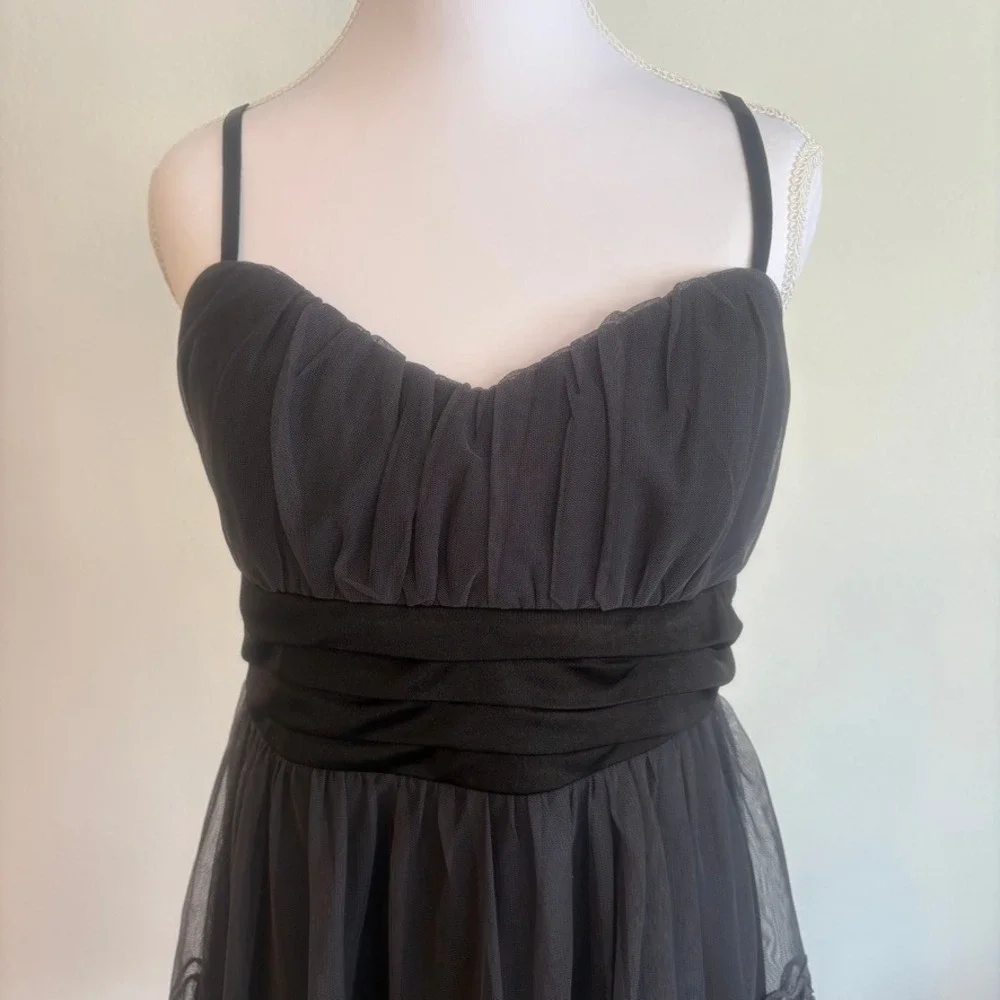 A. Byer Y2K Babydoll Dress‎ 11 Gunmetal Grey Sheer Fairy Grunge Whimsigoth Glam